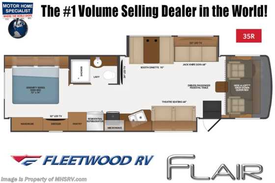 2020 Fleetwood Flair 35R W/ Theater Seats, King Bed, W/D Floorplan