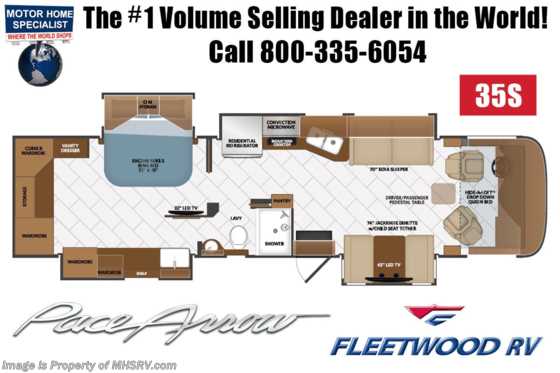 2020 Fleetwood Pace Arrow 35S Luxury Diesel RV - Theater Seats, Huge Master Suite W/ King Bed, Tech Pkg, Stack W/D, Power Loft &amp; More! Floorplan
