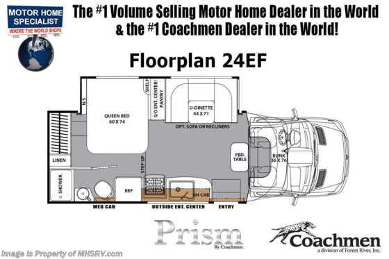 2020 Coachmen Prism Elite 24EF Sprinter Diesel RV for Sale W/ 15K A/C, Jacks &amp; WiFi Floorplan