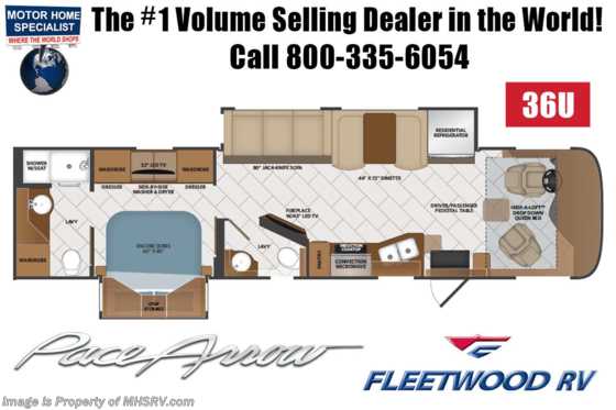 2020 Fleetwood Pace Arrow 36U Bath &amp; 1/2 Diesel Pusher W/ King, &amp; Theater Seats Floorplan