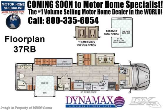 2020 Dynamax Corp DX3 37RB Bath &amp; 1/2 Super C W/ Black Out Pkg, Mobileye, GPS Floorplan