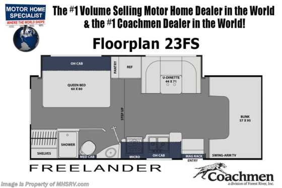 2020 Coachmen Freelander  23FS Chevrolet Class C W/ Back Up Cam, Air Assist Floorplan