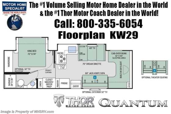 2020 Thor Motor Coach Quantum KW29 RV for Sale W/ Theater Seats, 2 A/Cs, Nav &amp; King Floorplan