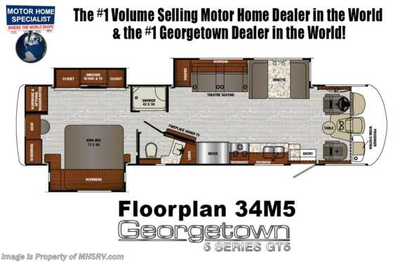 2020 Forest River Georgetown GT5 34M5 Class A RV for Sale W/ Theater Seats, King, OH Loft, W/D Floorplan