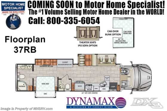 2021 Dynamax Corp DX3 37RB Bath &amp; 1/2 Super C W/ Chrome Package, Theater Seats, Cab Over Floorplan