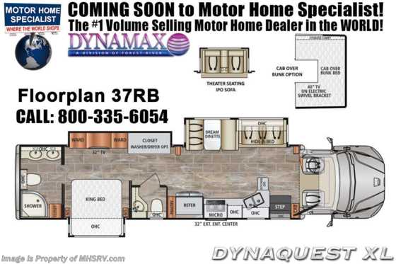 2021 Dynamax Corp Dynaquest XL 37RB Bath &amp; 1/2 Diesel Super C RV W/ Theater Seats &amp; Cab Over Floorplan
