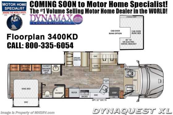 2021 Dynamax Corp Dynaquest XL 3400KD Diesel Super C W/ Cab Over, Theater Seats & Solar Floorplan