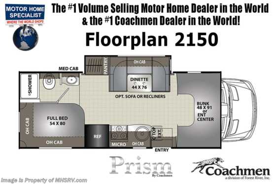 2020 Coachmen Prism 2150CB Sprinter Diesel RV for Sale @ MHSRV W/ WiFi Floorplan