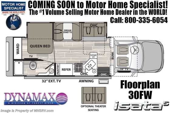 2021 Dynamax Corp Isata 5 Series 30FW 4x4 Diesel Super C RV W/ 2 Stage Air Suspension, Theater Seats, Xplorer Package Floorplan