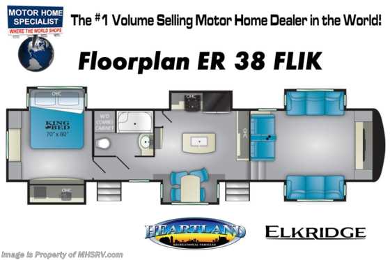 2020 Heartland RV ElkRidge ER 38 FLIK 5th Wheel RV for Sale W/ Theater Seats, King &amp; 6 Point Leveling Floorplan