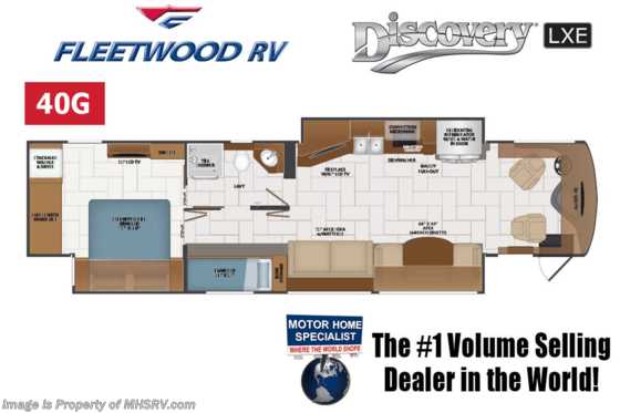 2020 Fleetwood Discovery LXE 40G Bunk Model W/ Heated Tile Floor, Tech Pkg, Power Lounge Floorplan