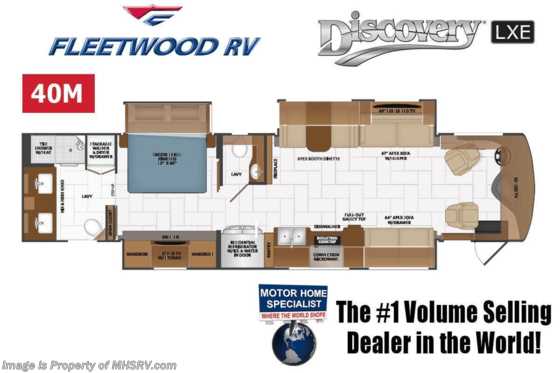 2020 Fleetwood Discovery LXE 40M Bath &amp; 1/2 Diesel Pusher RV W/ Tech Pkg, Motion Lounge Floorplan