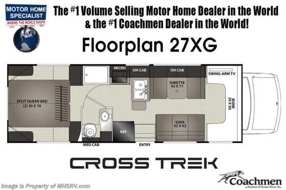 2020 Coachmen Cross Trek 27XG RV for Sale W/ Solar, Large LP, Fresh Water &amp; CCC Capacity Floorplan