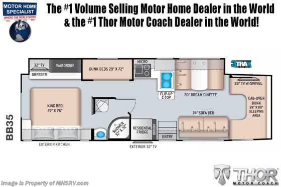 2021 Thor Motor Coach Omni BB35 Bunk Model Diesel Super C RV for Sale @ MHSRV W/ 330HP, King Floorplan
