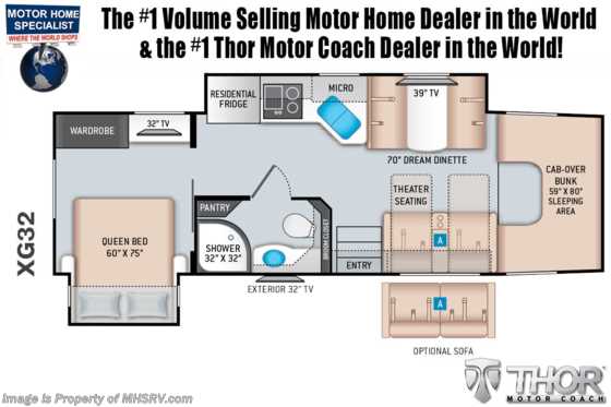 2021 Thor Motor Coach Magnitude XG32 4x4 Diesel Super C RV for Sale W/ 330HP & Theater Seats Floorplan