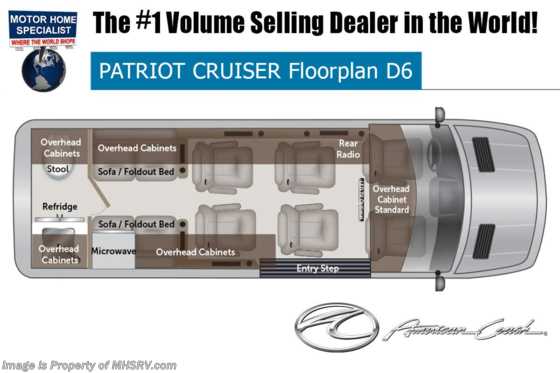 2021 American Coach Patriot Cruiser D6 Sprinter Diesel W/ 4 Cams, WiFi, &amp; Pwr Awning Floorplan