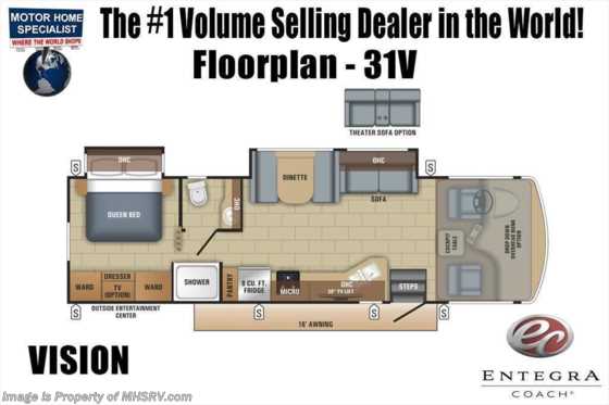 2021 Entegra Coach Vision 31V W/ OH Loft, Bedroom TV, Customer Value Pkg Floorplan