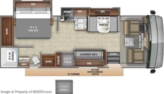 2021 Entegra Coach Vision 27A W/ OH Loft, Bedroom TV, King, Customer Value Pkg Floorplan
