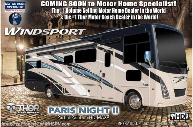 2021 Thor Motor Coach Windsport 34J Bunk Model W/ MAX PACK, King Bed, OH Loft, Ext TV &amp; Solar