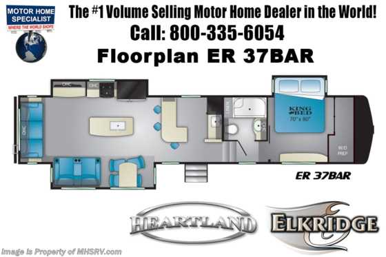 2021 Heartland RV ElkRidge ER 37 BAR W/ Theater Seats, King, Auto Jacks &amp; Bar Floorplan