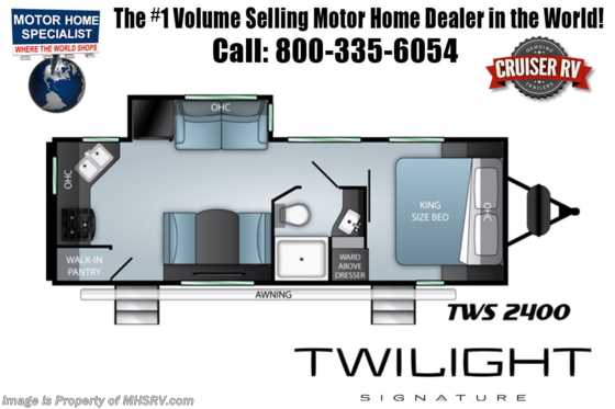 2021 Twilight RV TWS 2400 W/King Bed, 15K A/C, Power Stabilizers, Aluminum Rims Floorplan