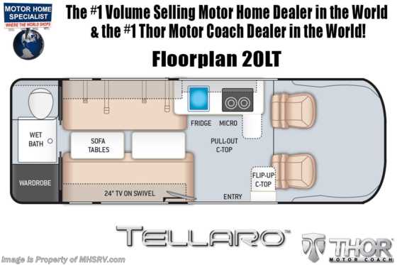 2021 Thor Motor Coach Tellaro 20LT W/ Solar, Truma, Rapid Camp +, Bike Rack Floorplan