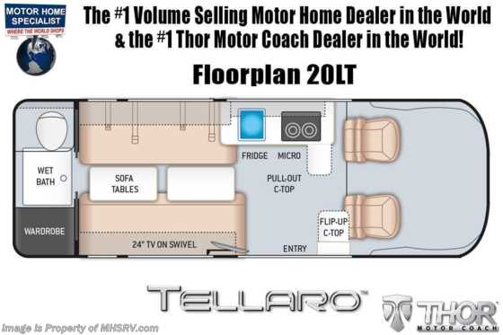 2021 Thor Motor Coach Tellaro 20LT W/ Solar, Rapid Camp +, Bike Rack, &amp; Truma Floorplan