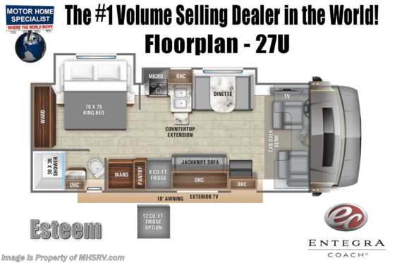 2020 Entegra Coach Esteem 27U W/ King Bed, Fiberglass Roof, Customer Value Pkg &amp; 2 A/Cs Floorplan