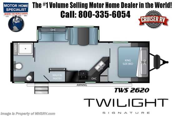 2021 Twilight RV TWS 2620 W/King Bed, 15K A/C, Walk-In Pantry &amp; Power Stabilizers Floorplan