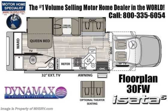 2021 Dynamax Corp Isata 5 Series 30FW Diesel Super C RV for Sale W/ Theater Seats, Sat, Solar Floorplan