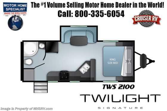 2021 Twilight RV TWS 2100 W/ King Bed, Power Stabilizers, 40&quot; TV Floorplan
