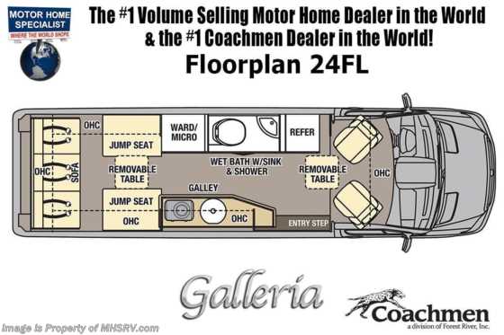2021 Coachmen Galleria 24FL 4x4 Sprinter Diesel W/ 20K BTU A/C, Solar, Rims, Sumo Springs Floorplan