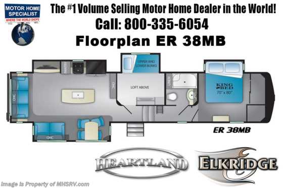 2021 Heartland RV ElkRidge ER 38 MB Bunk Model W/ Bedroom TV, Cold Climate Control Pkg Floorplan