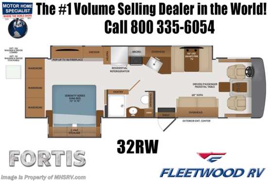 2021 Fleetwood Fortis 32RW W/ King Bed, W/D, Collision Mitigation &amp; Power Driver Seat Floorplan