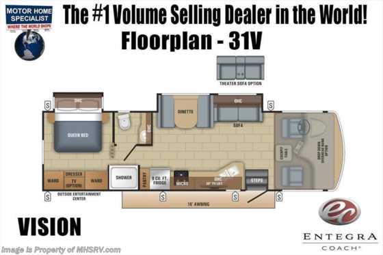 2021 Entegra Coach Vision 31V W/ Theater Seats, OH Loft, Bedroom TV &amp; Customer Value Pkg Floorplan