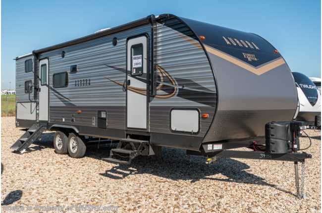 2022 Forest River Aurora 28BHS Double Bunk Model W/ Elec Fireplace, Solar, Upgraded Fridge, Rims, Hide-A-Bed
