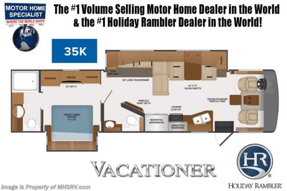 2021 Holiday Rambler Vacationer 35K Bath &amp; 1/2 W/ Theater Seats, Oceanfront Collection &amp; Collision Mitigation Floorplan
