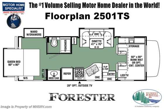 2021 Forest River Forester 2501TS W/ Solar, Ext TV, Auto Jacks, FBP Floorplan