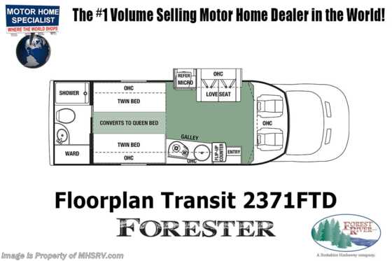 2021 Forest River Forester TS 2371FTD Transit Diesel W/ 3 Cameras, Arctic Pkg, Bedroom TV Floorplan