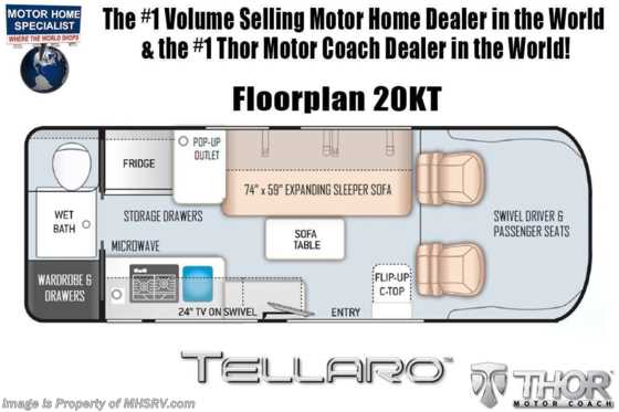 2021 Thor Motor Coach Tellaro 20KT W/ Solar, Truma &amp; Bike Rack Floorplan