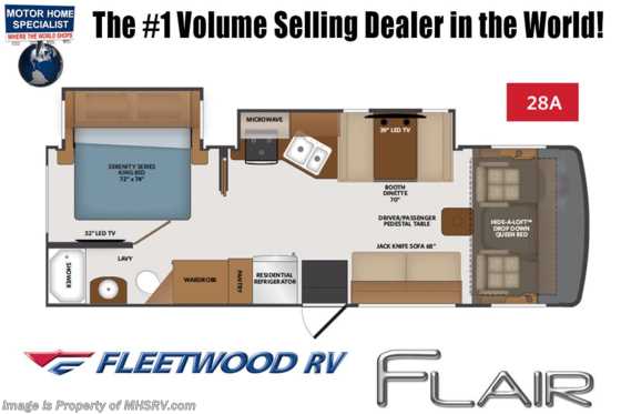 2021 Fleetwood Flair 28A W/ Theater Seats, 2 A/Cs &amp; King Bed Floorplan