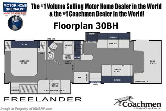 2021 Coachmen Freelander  30BH W/ Bunk Beds, Touch Screen Radio &amp; Backup Cam, 2 A/Cs Floorplan