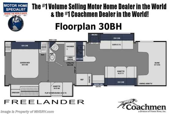 2021 Coachmen Freelander  30BH Bunk House W/ Dual A/Cs, Touch Screen Radio &amp; Backup Cam Floorplan