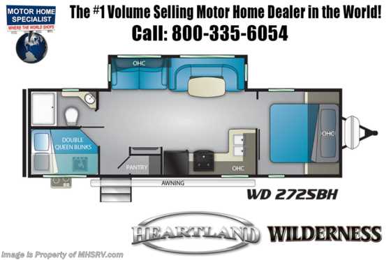 2021 Heartland RV Wilderness WD 2725 BH Bunk Model W/ Ext Kitchen, 15K A/C, King Bed Floorplan