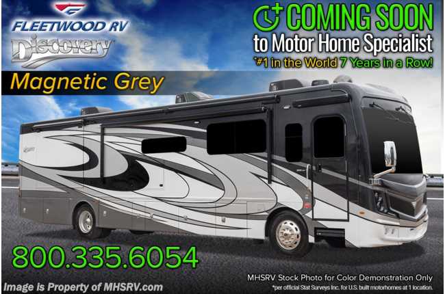 2021 Fleetwood Discovery 38W Bath &amp; 1/2 RV W/ Theater Seats, OH Loft, 3 A/Cs, Tech Pkg, Oceanfront Collection