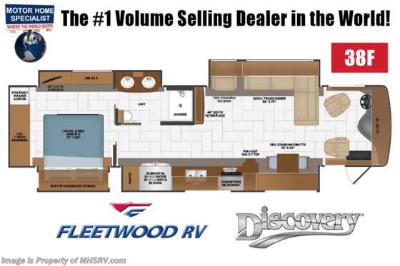 2021 Fleetwood Discovery 38F W/ OH Loft, 3 A/Cs, Technology Package &amp; Oceanfront Collection Floorplan