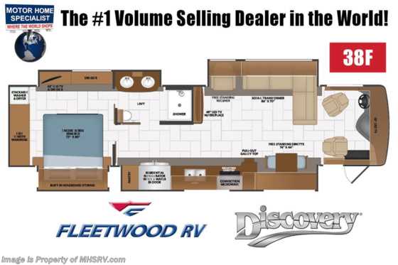 2021 Fleetwood Discovery 38F W/ OH Loft, 3 A/Cs, 360HP, Technology Package Floorplan