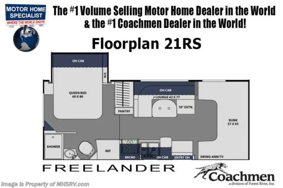 2021 Coachmen Freelander  21RS W/ OH Loft, Back-Up Cam &amp; Awning Floorplan