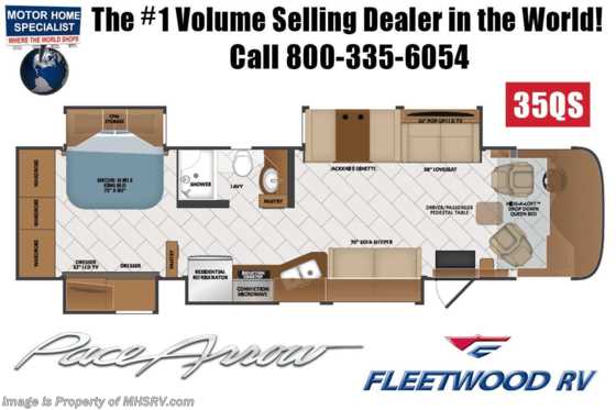 2021 Fleetwood Pace Arrow 35QS Diesel Pusher W/ Technology Package, 340HP, W/D & Satellite Floorplan