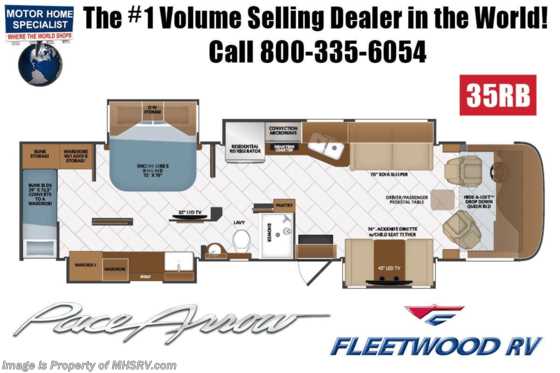 2021 Fleetwood Pace Arrow 35RB Bunk Model W/ 340HP, Technology Package, Satellite, Stack W/D, Theater Seats Floorplan